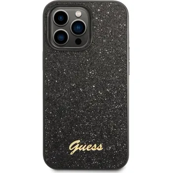 Pouzdro na mobilní telefon Zadní kryt Guess PC/TPU Glitter Flakes Metal Logo pro Apple iPhone 14 Pro, černá