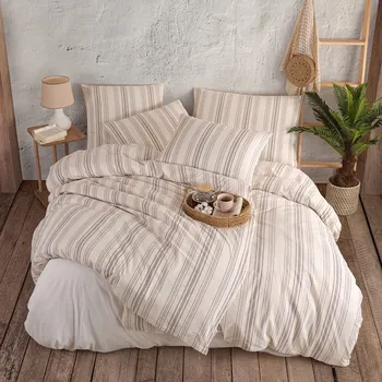 Povlečení 4Home Bavlněné povlečení Stripes taupe, 140 x 200 cm, 70 x 90 cm