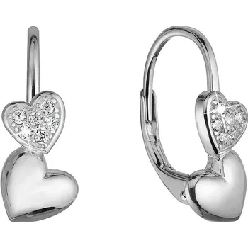 Oblečení a móda EVOLUTION GROUP CZ Stříbrné náušnice dvě srdce se zirkony - 11515.1