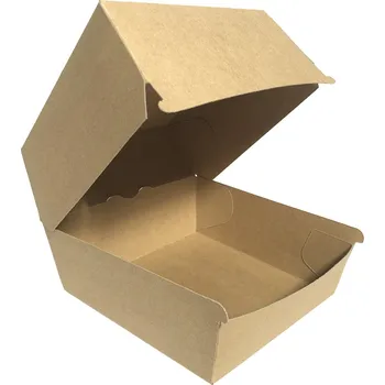 Jednorázové nádobí Burger box IQ KRAFT 13,5 x 13,5 x 10 cm (50 ks/bal) s tukovou bariérou, FSC Mix