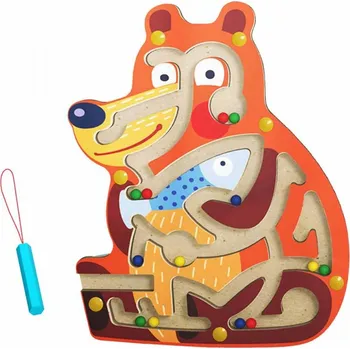 Dřevěná hračka Dřevěné magnetické bludiště medvídek