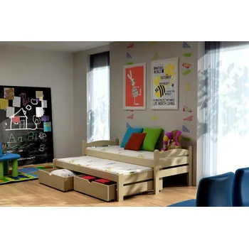 Postel Max-i Dětská postel s přistýlkou MAXIM PINE vč. roštů Zvolte rozměr:: 80 x 180 cm, Zvolte barvu:: barva šedá + ŠUPLÍKY