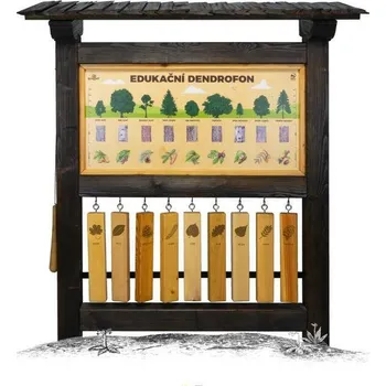 Hra na zahradu Dendrofon M s paličkou Stromy zvuk dřeva - edukační tabule venkovní dřevěná