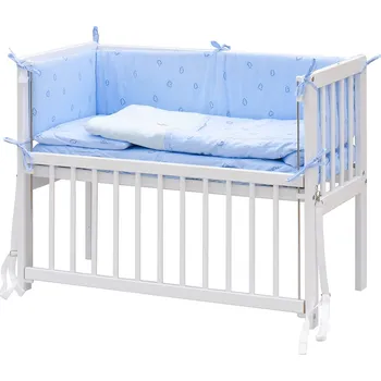 Dětská postýlka Dětská postýlka Baby Scarlett bílá s kompletní výbavou - Méďa modrá - 90 x 41 cm