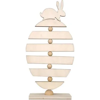 Velikonoční dekorace Vejce se zajícem Beleduc 8x20x4 cm stojánek 3D dřevěný výřez k dozdobení - kreativní sada