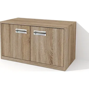 Šatní skříň Nabytekmorava Nízká skříň s policemi SD 80 ke sklápěcí posteli barva lamina: Dub sonoma tmavý