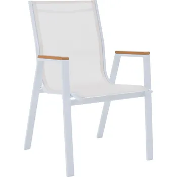 Zahradní nábytek Tempo Kondela Zahradní stohovatelná židle, bílá ocel/dub, BONTO