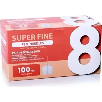 Injekční stříkačka Jehly pro inzul.pera SUPER FINE 8mm 30G 100ks