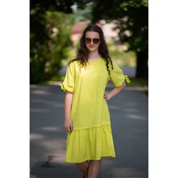 Dámské šaty Šaty midi MADEIRA len 24113 Itálie barva: zelená-limetka, velikost: Univerzální-jedna velikost