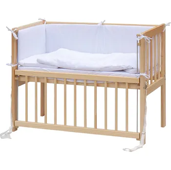 Dětská postýlka Dětská postýlka Baby Scarlett přírodní s kompletní výbavou - Martin bílá - 90 x 41 cm