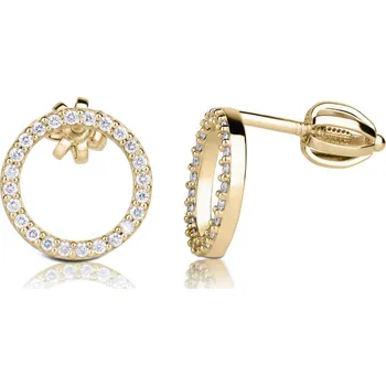 Náušnice Dámské stříbrné náušnice Gold kolečko – pozlacené Ag 925/1000, elegantní český šperk s třpytivými zirkony