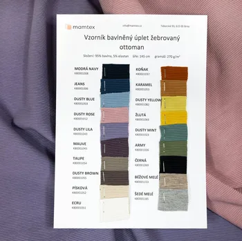 Vzorník bavlněný úplet žebrovaný ottoman