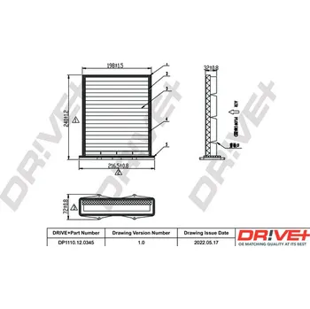 Kabinový filtr Filtr vzduchu v interiéru Dr!ve+ DP1110.12.0345
