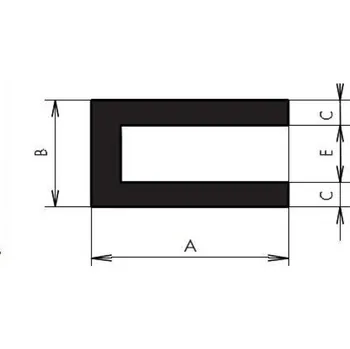 Stavební profil TS Profil pryžový tvar"U" 15x15/10 mm, EPDM 70°Sh, -40°C/+100°C, černý dvouproud