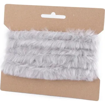 Oděvní / dekorační kožešinový proužek plochý, řezaný šíře 2 cm - šedá světlá