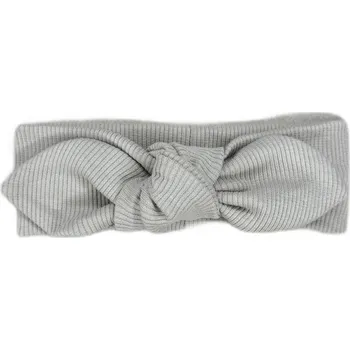 Čelenka Mimilove Bavlněná čelenka s mašlí - žebrovaná vel. od 5 let až pro dospělé Šedá