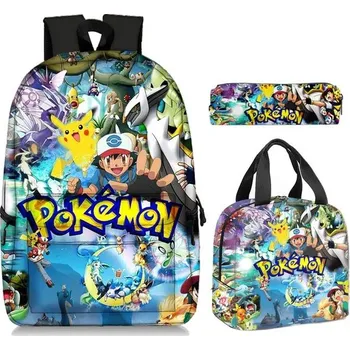 Dětský batoh Pokémon 3-dílný set ŠKOLNÍ BATOH + PENÁL + SVAČINOVÉ POUZDRO na motivy oblíbených postaviček "Pokémon" Barva: sada 3 ks - 2