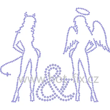 SD018 - angel&devil nažehlovací hot-fix kamínková aplikace na textil, rozměry cca 16,5x14,2cm barva: polobroušené kameny barva 201 AB Crystal /stříbrná s duhovým efektem