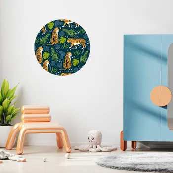 Samolepící dekorace Kruhová samolepka na zeď "Tygři v džungli" 60cm