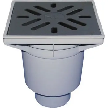 Kanalizační potrubí Hl PERFEKT dvorní vtok DN110, svislý odtok, plastový rám, odkalovací koš, polypropylen/litina