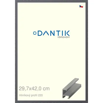 Rám na obraz DANTIK rámeček 29,7x42 | ALU profil 6220 Ocelová (Plexi Čiré) (Vyrobeno s láskou u nás v DANTIKU)