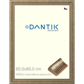 Rám na obraz DANTIK rámeček 60x80 | KŘÍDLO malé stříbrné patina (Plexi Čiré) (Vyrobeno s láskou u nás v DANTIKU)