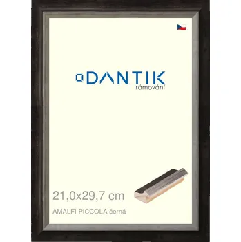 Rám na obraz DANTIK rámeček 21x29,7 | AMALFI piccola černá (Sklo Čiré) (Vyrobeno s láskou u nás v DANTIKU)