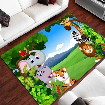 Koberec Dětský hrací protiskluzový koberec do pokoje | zvířata - 9,50 x 80 cm 20 x 23 palců
