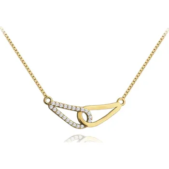 Šperk MINET Pozlacený propletený stříbrný náhrdelník s bílými zirkony