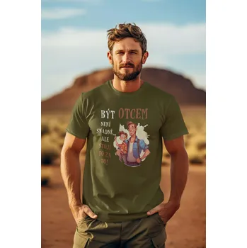 Pánské tričko Pánské tričko Být otcem není snadné Barva: Khaki, Velikost: XS