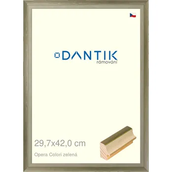 Rám na obraz DANTIK rámeček 29,7x42 | OPERA Colori zelená (Plexi Čiré) (Vyrobeno s láskou u nás v DANTIKU)