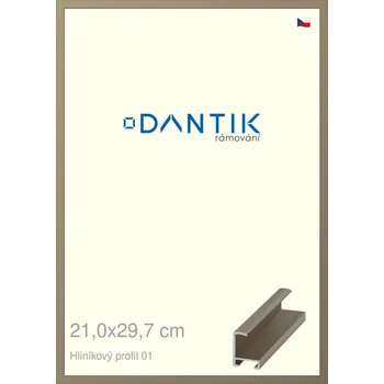 Rám na obraz DANTIK rámeček 21x29,7 | ALU profil 6001 champagne (Sklo Čiré) (Vyrobeno s láskou u nás v DANTIKU)