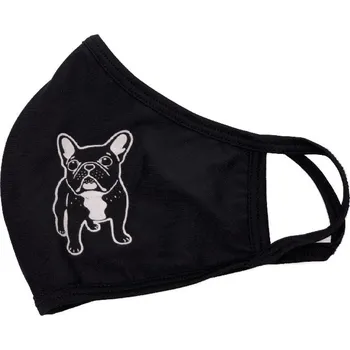 rouška Delami Bavlněná rouška 2-vrstvá, černá buldoček