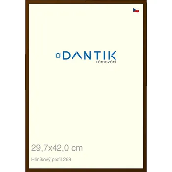 Rám na obraz DANTIK rámeček 29,7x42 | ALU profil 7269 Hnědá umbra broušená (Plexi Čiré) (Vyrobeno s láskou u nás v DANTIKU)