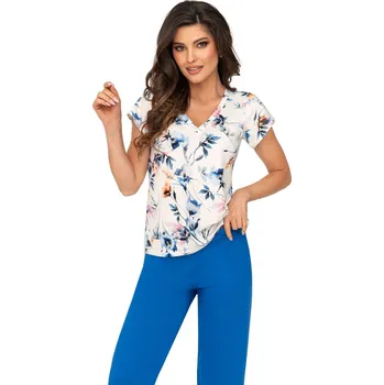 Dámské noční prádlo Dámské krátké pyžamo Donna Astrid 3/4 L Bílá