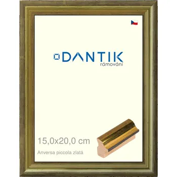 Rám na obraz DANTIK rámeček 15x20 | ANIVERSA piccola zlatá (Sklo Čiré) (Vyrobeno s láskou u nás v DANTIKU)