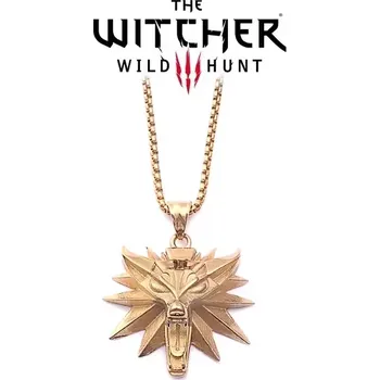 Počítačová hra Geraltův vlčí medailon Zaklínač 3 Divoký hon (ocel) 3,8 cm zlatý