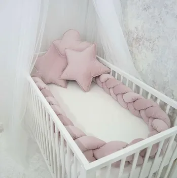 Příslušenství pro dětskou postel a kolébku Sametový set do postýlky cop + polštářky Belisima old pink