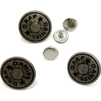 Knoflík Narážecí knoflík s nápisem - průměr 2 cm - matná stříbrná