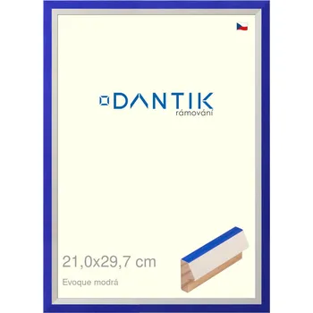 Rám na obraz DANTIK rámeček 21x29,7 | EVOQUE modrá (Sklo Čiré) (Vyrobeno s láskou u nás v DANTIKU)