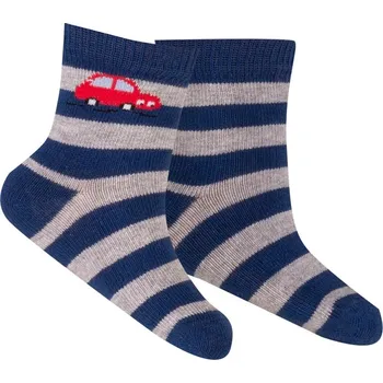 Chlapecké vzorované ponožky WOLA AUTÍČKO modro-šedé Velikost: 18-20