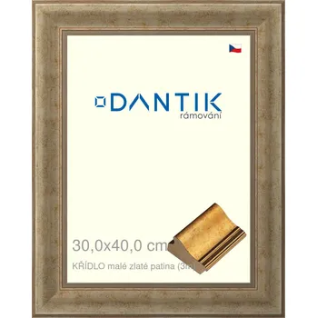 Rám na obraz DANTIK rámeček 30x40 | KŘÍDLO malé zlaté patina (Plexi Čiré) (Vyrobeno s láskou u nás v DANTIKU)