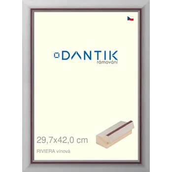 Rám na obraz DANTIK rámeček 29,7x42 | RIVIERA vínová (Plexi Čiré) (Vyrobeno s láskou u nás v DANTIKU)