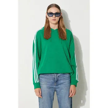 Dámská mikina Mikina adidas Originals 3-Stripes Hoodie OS dámská, zelená barva, s kapucí, s aplikací, IN8398, XS, 77X