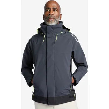 Pánská větrovka DECATHLON Pánská nepromokavá bunda na plavbu Sailing 500 S ČERNÁ|ŠEDÁ