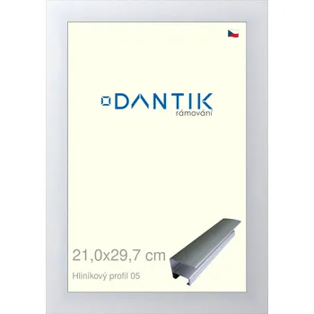 Rám na obraz DANTIK rámeček 21x29,7 | ALU profil 7005 Stříbrná matná (Sklo Čiré) (Vyrobeno s láskou u nás v DANTIKU)
