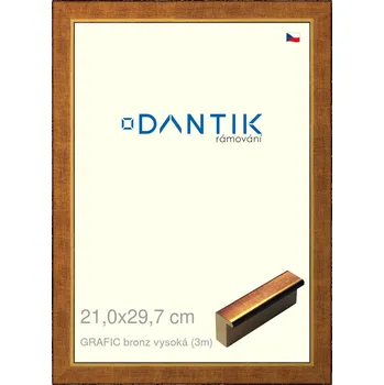 Rám na obraz DANTIK rámeček 21x29,7 | GRAFIC bronz vysoká (Sklo Čiré) (Vyrobeno s láskou u nás v DANTIKU)