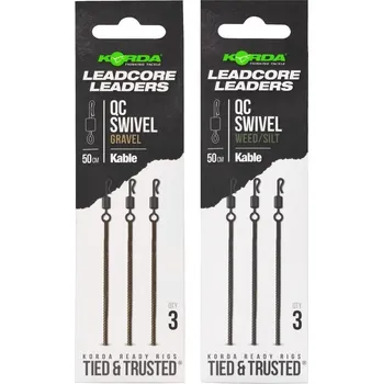 Korda Montáž Kable Leadcore Leader QC Swivel 50 cm - Weed