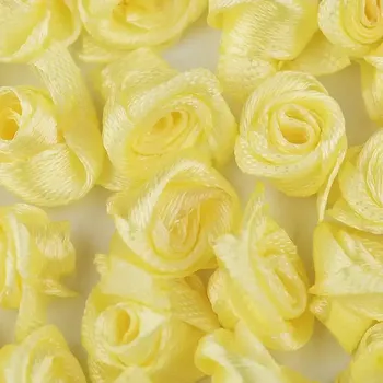 Saténová růžička 15mm žlutá (Saténová růžička 15mm žlutá)