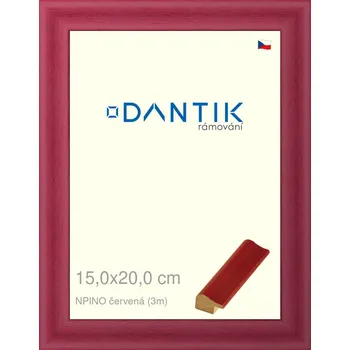 Rám na obraz DANTIK rámeček 15x20 | NPINO červená (Sklo Čiré) (Vyrobeno s láskou u nás v DANTIKU)